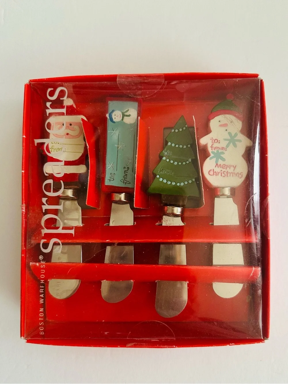 Boston Warehouse Christmas Tags Set of Four Spreaders Set